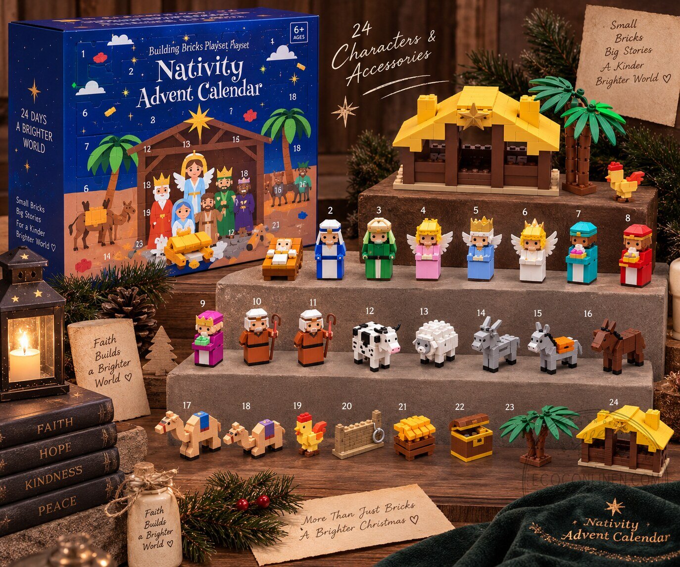 Nativity Advent Calendar Building Bricks Playset – 24-Day Christmas Countdown Set 14 Nativity Advent Calendar Building Bricks Playset – 24-Day Christmas Countdown Set
