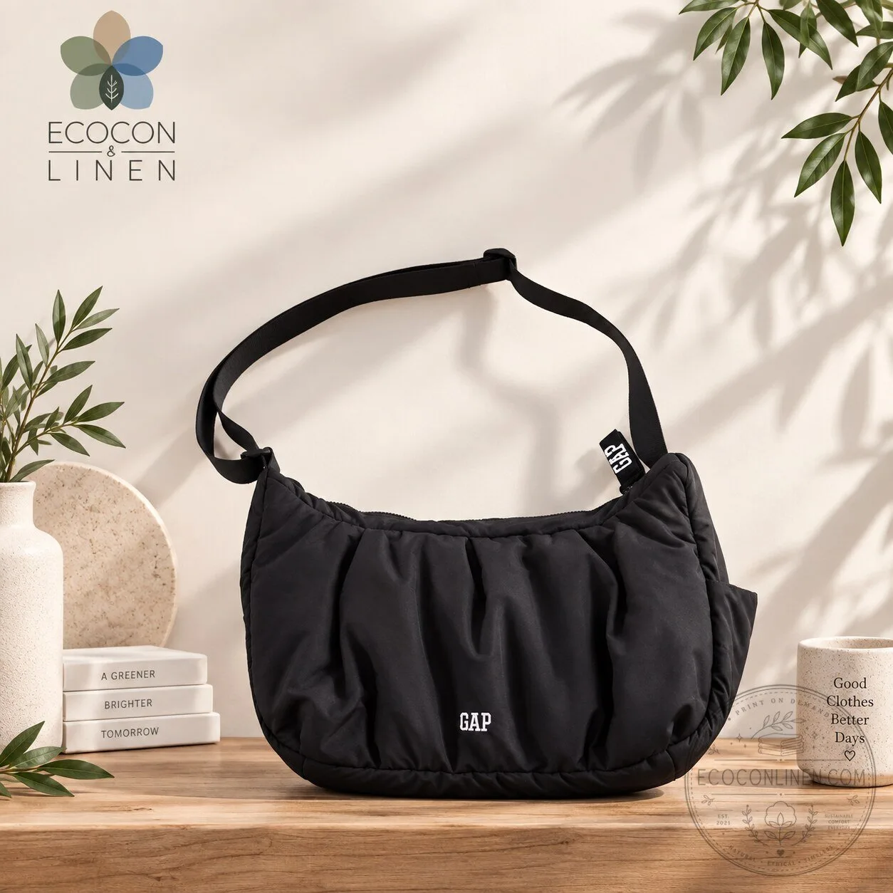 GAP Black Quilted Shoulder Bag Oversized Crossbody Everyday Tote
