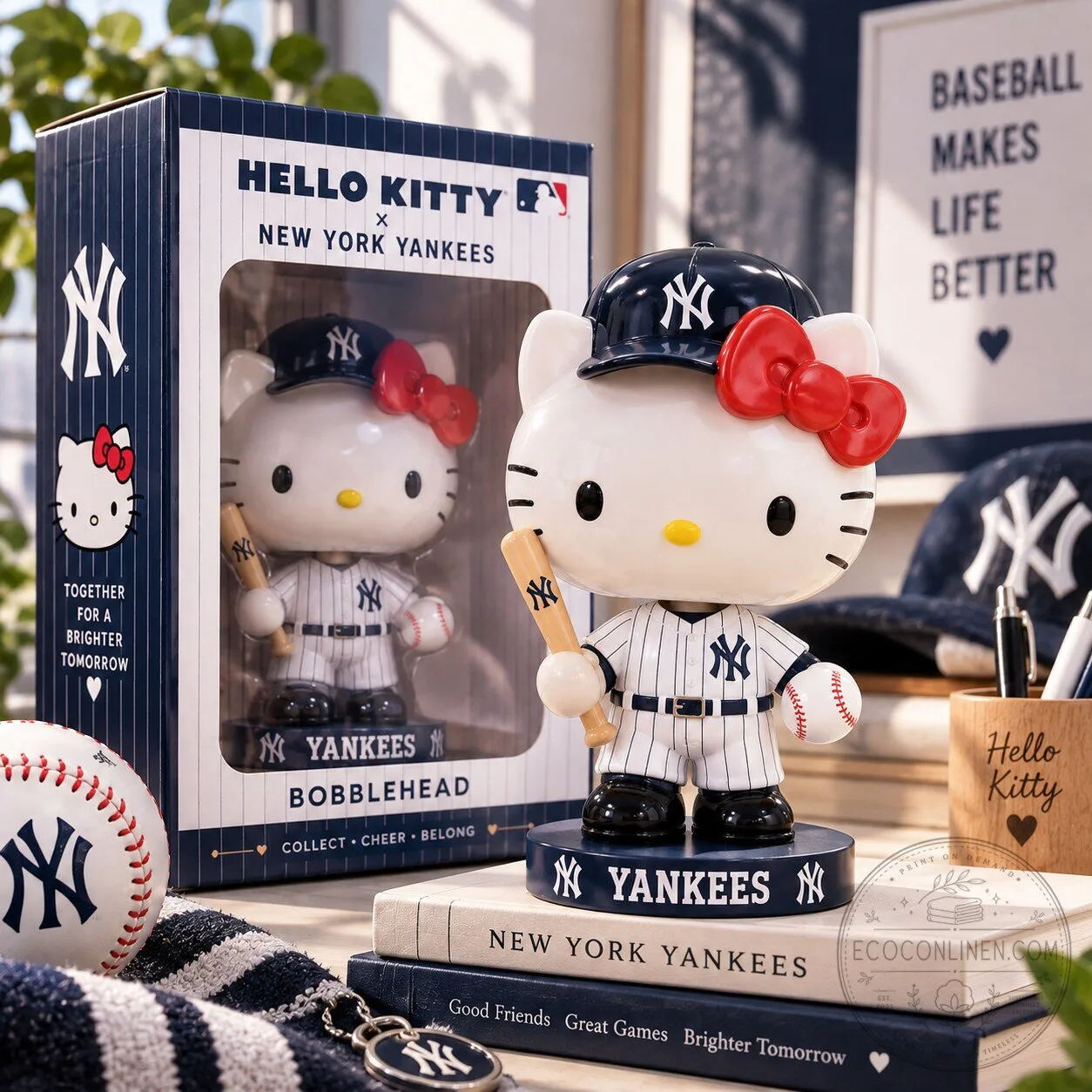 Hello Kitty New York Yankees Bobblehead Baseball Collectible Figure