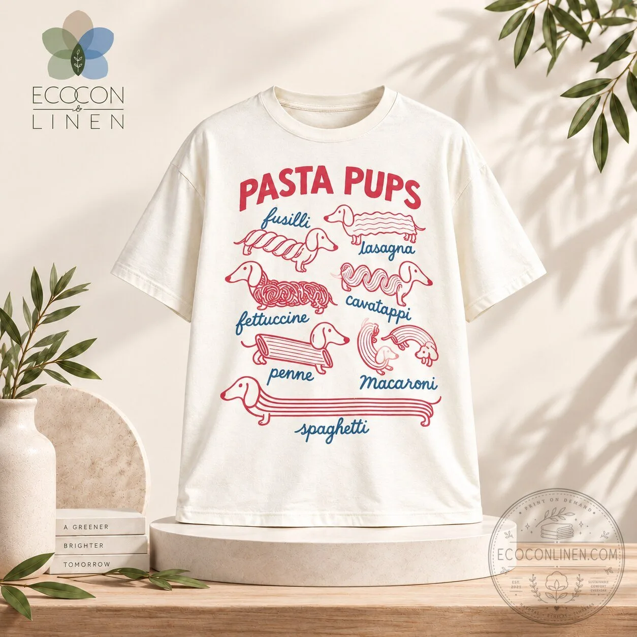 Pasta Pups Dachshund Pasta Lover Graphic T-Shirt – Funny Dog Tee