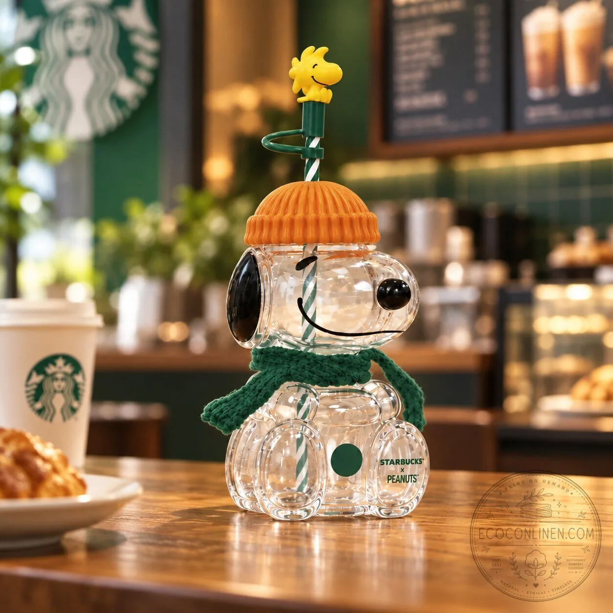 Starbucks x Peanuts Snoopy Glass Cup Clear Tumbler