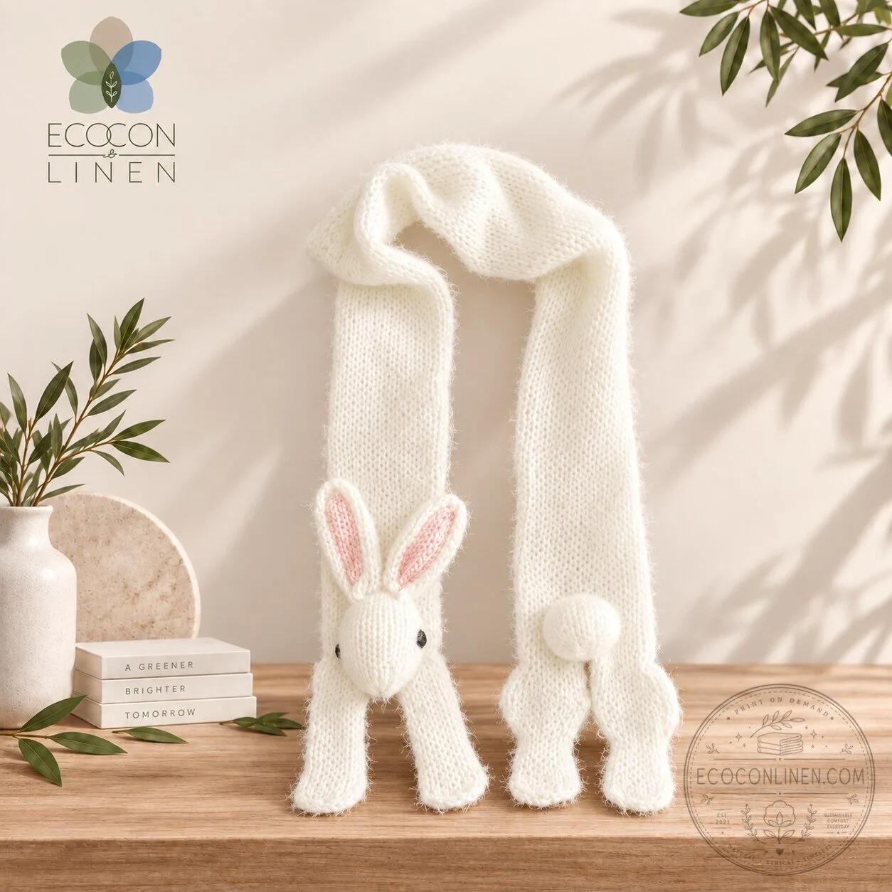 Cute Bunny Rabbit Scarf – 3D Ear Winter Neck Warmer