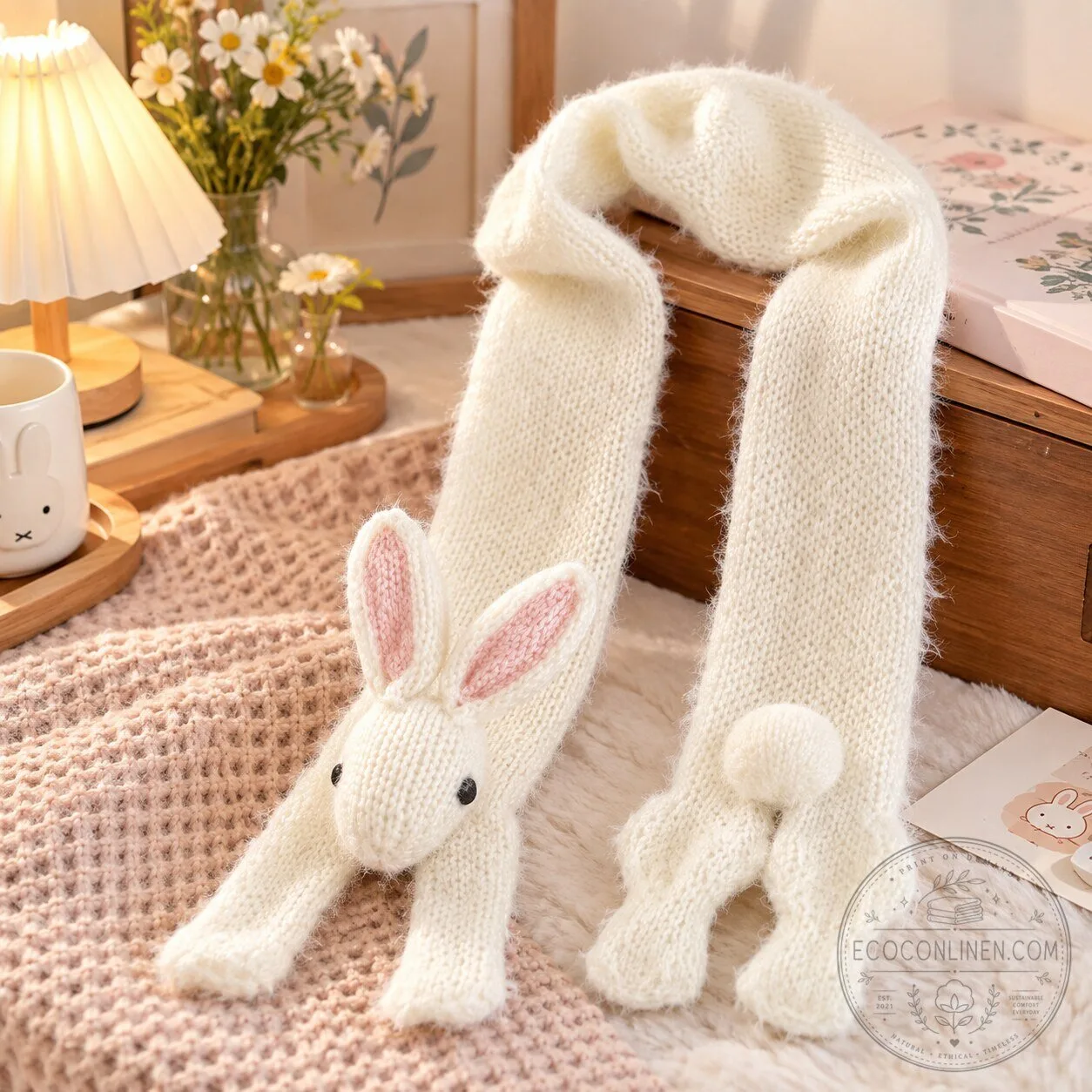Cute Bunny Rabbit Scarf – 3D Ear Winter Neck Warmer 8 Cute Bunny Rabbit Scarf – 3D Ear Winter Neck Warmer