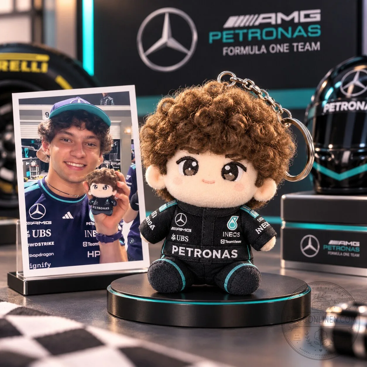 Kimi Antonelli Mercedes AMG Petronas F1 Plush Doll Keychain
